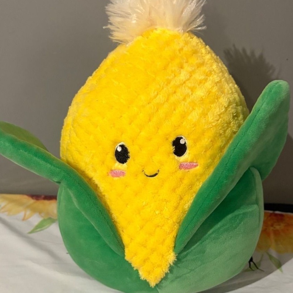 Smoochy Pals Corn on the Cob Plush Yellow Green Vegetable Squishy Stuffed Toy